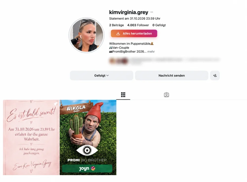 Fatih Yüksel warnt vor Fake-Profil von Kim Virginia Grey
