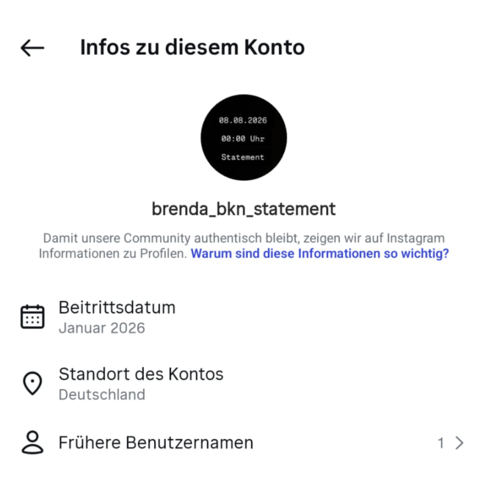 Erstellungsdatum des Accounts: brenda_bkn_statement