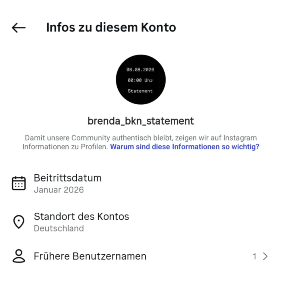 Erstellungsdatum des Accounts: brenda_bkn_statement