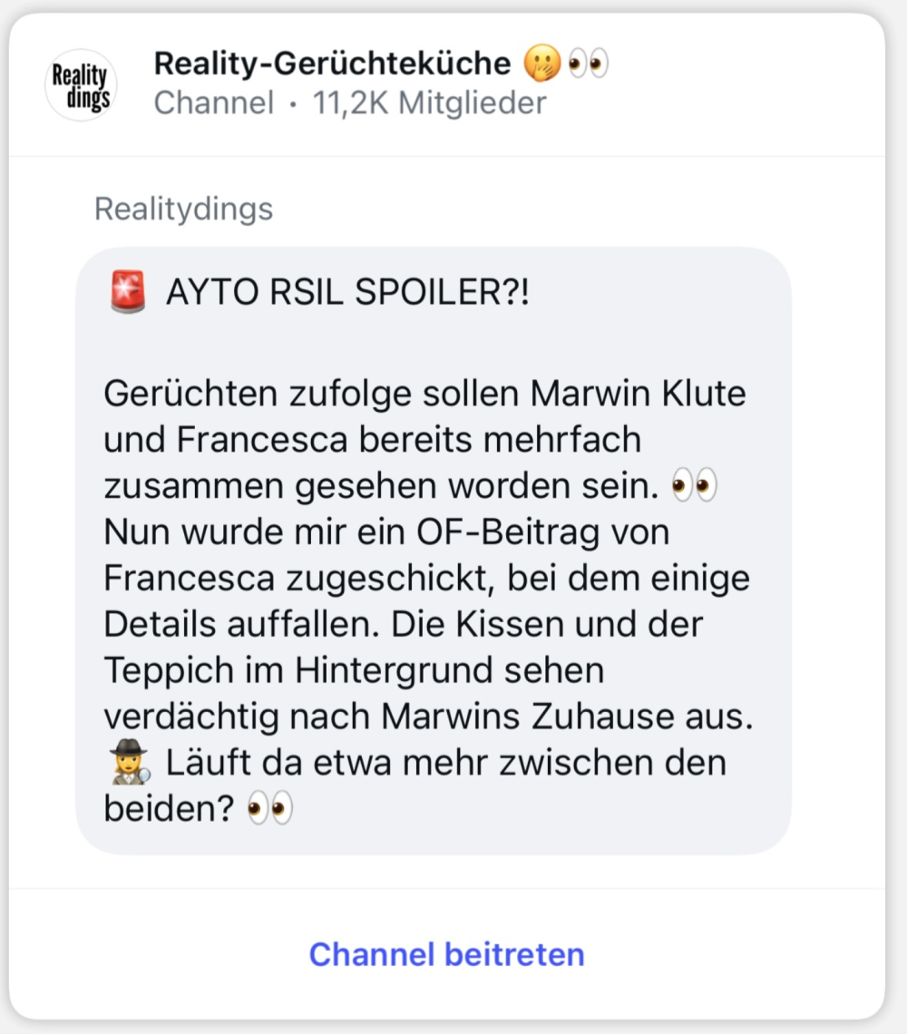Meldung aus dem Channel