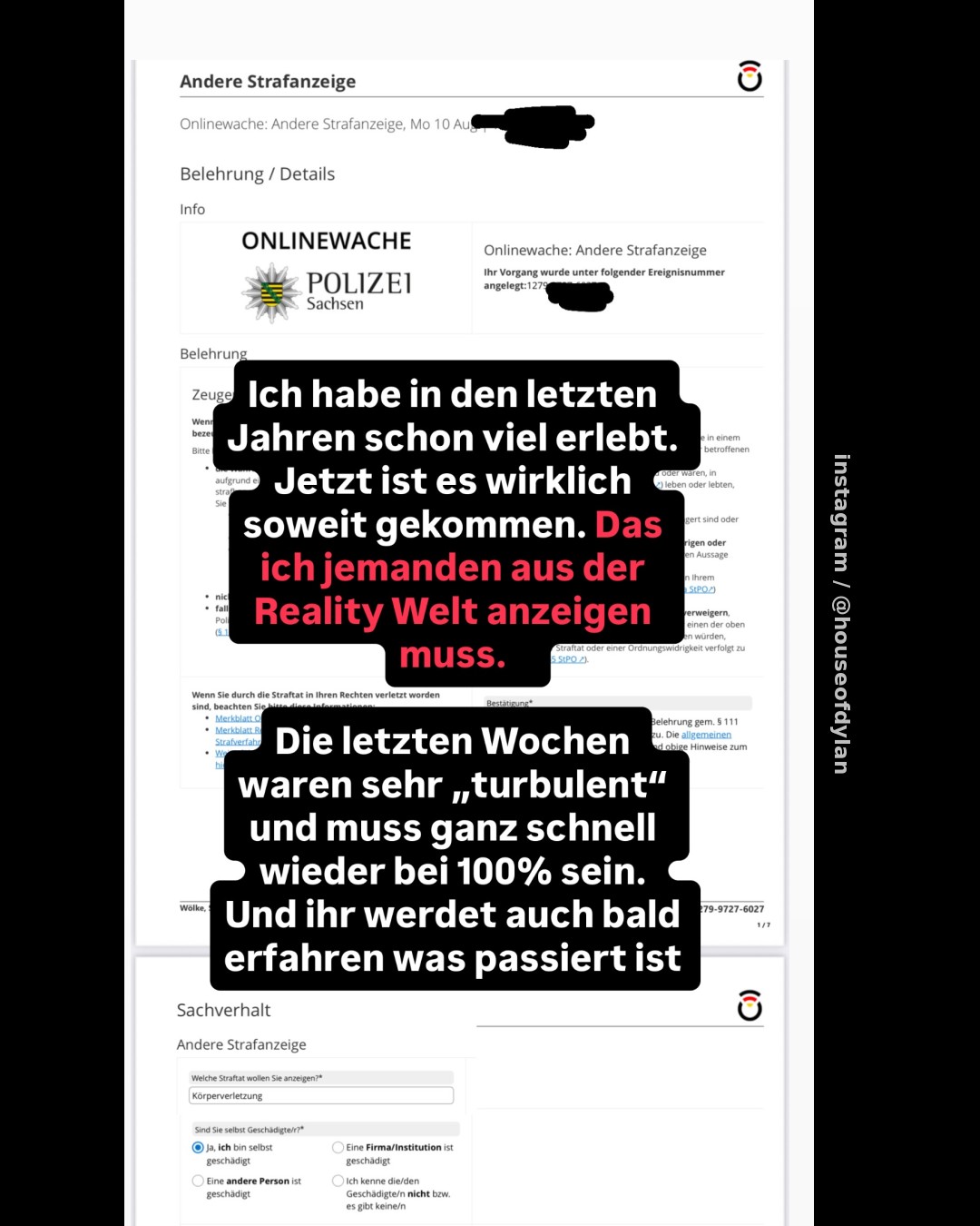 Sam Dylan erstattet Strafanzeige wegen Körperverletzung gegen Reality-Kollegen