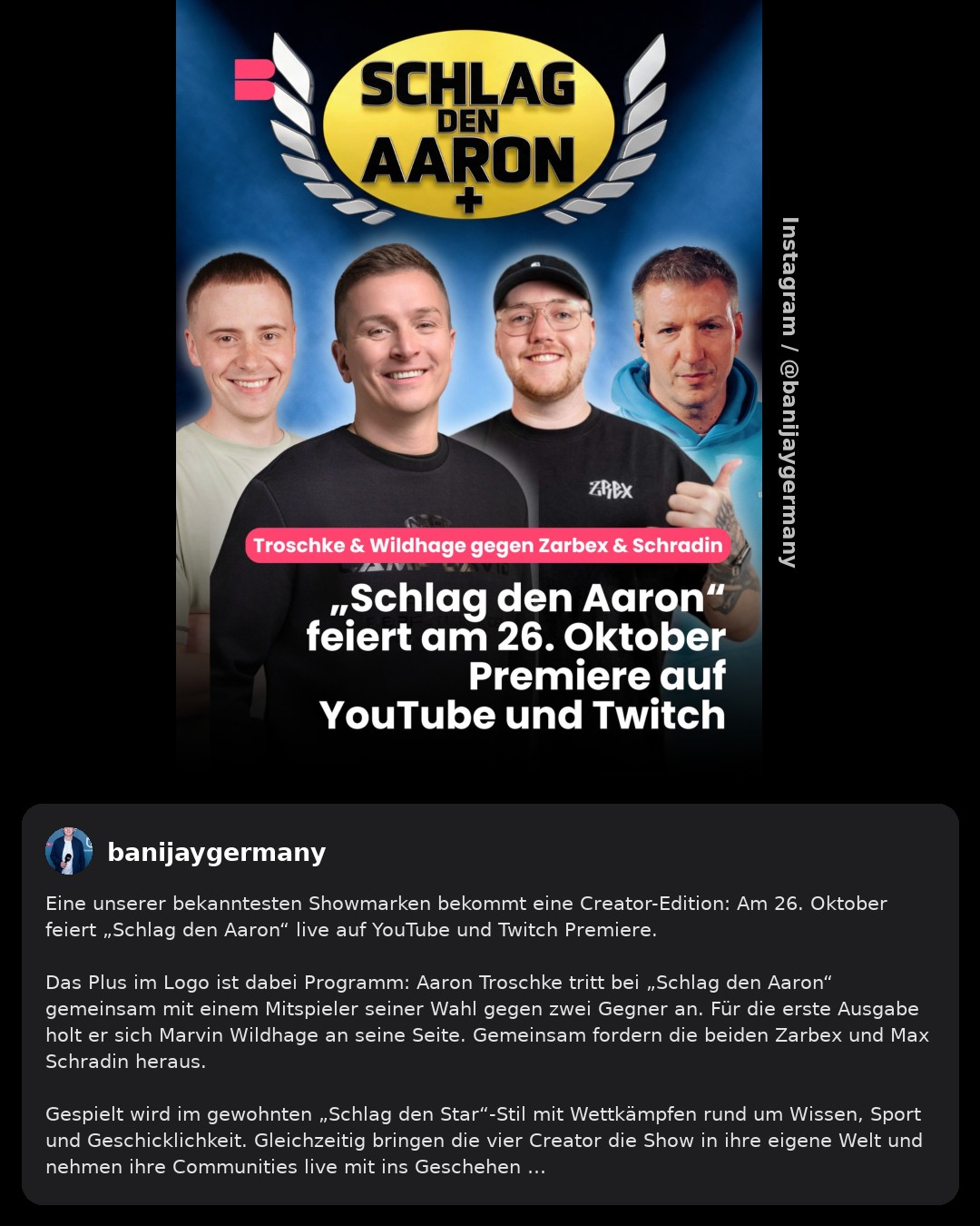 Neue Creator-Show: Aaron Troschke bekommt eigenen „Schlag den Star“-Ableger