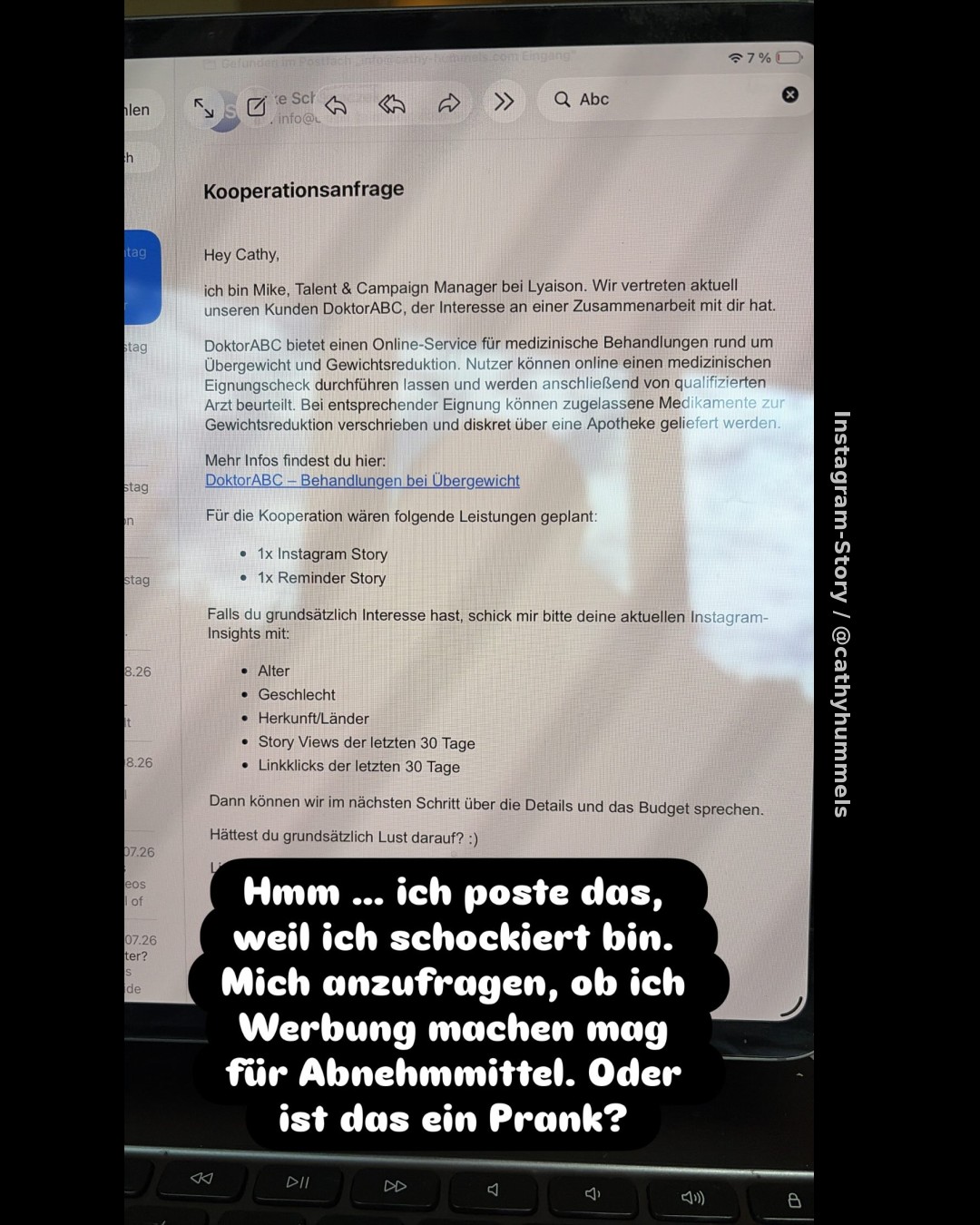 Anfrage für Abnehmwerbung: Cathy Hummels reagiert fassungslos