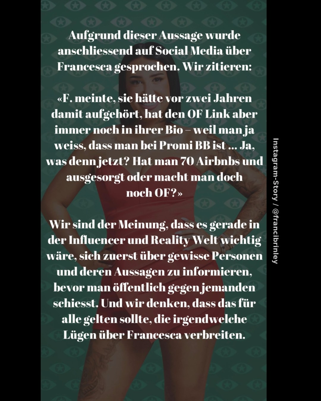 Nach heftigen Vorwürfen bei „Promi Big Brother“: Familie und Freunde verteidigen Francesca Morgese