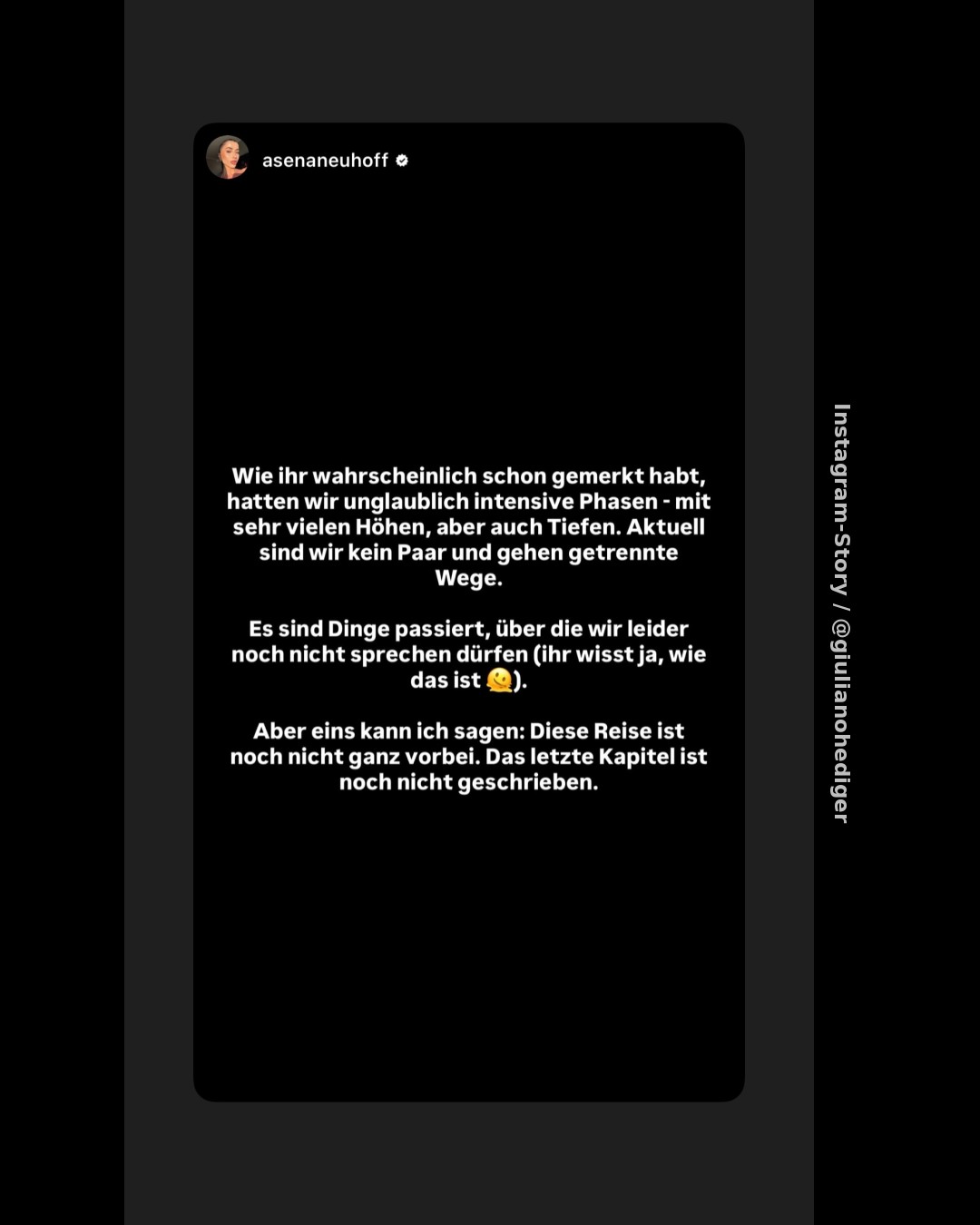 Giuliano Hediger und Asena Neuhoff sind kein Paar geworden