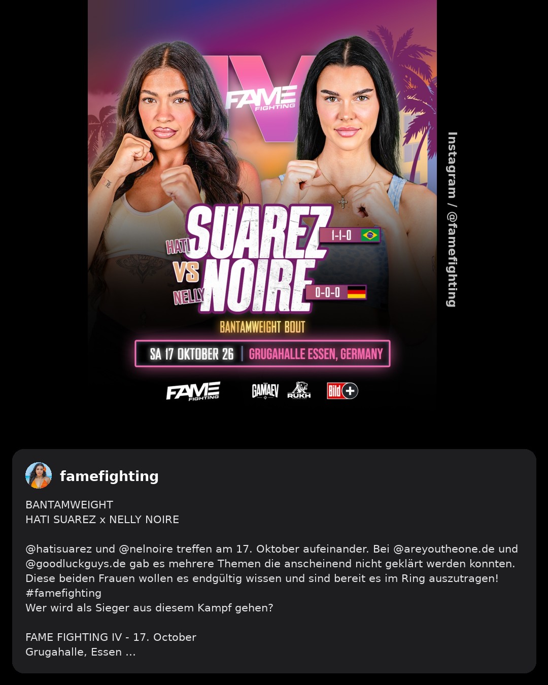 Hati Suarez boxt bei „Fame Fighting“ gegen Nelly Noire
