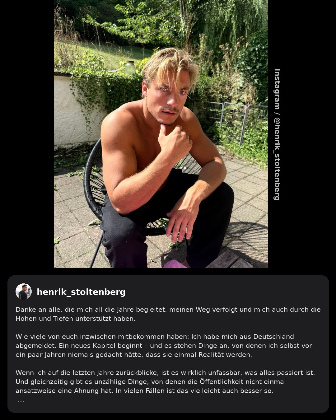 Henrik Stoltenberg hat sich aus Deutschland abgemeldet und kündigt Enthüllungen an