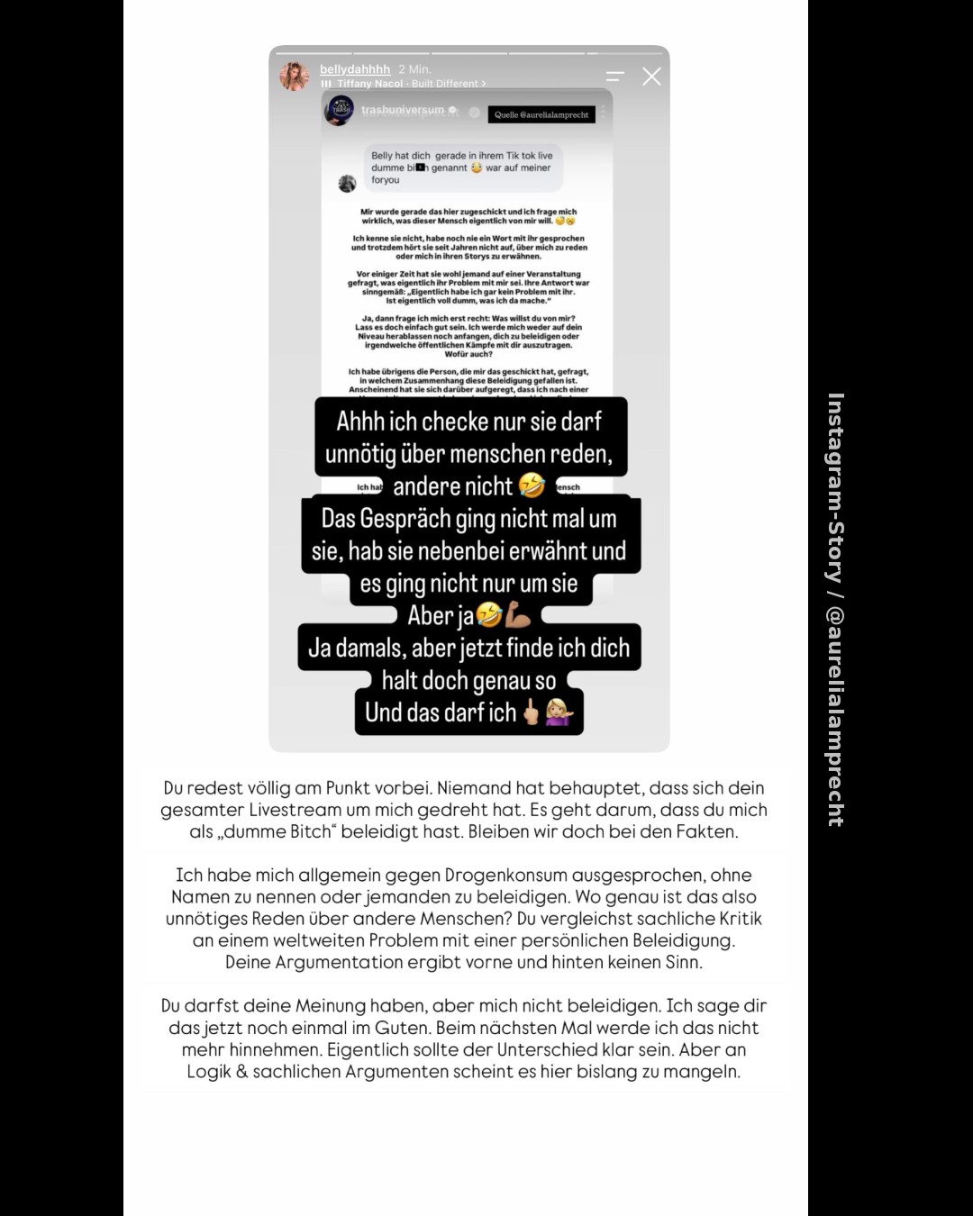 Nach TikTok-Stream: Zwischen Aurelia Lamprecht und Bellydah Venosta entbrennt ein Streit