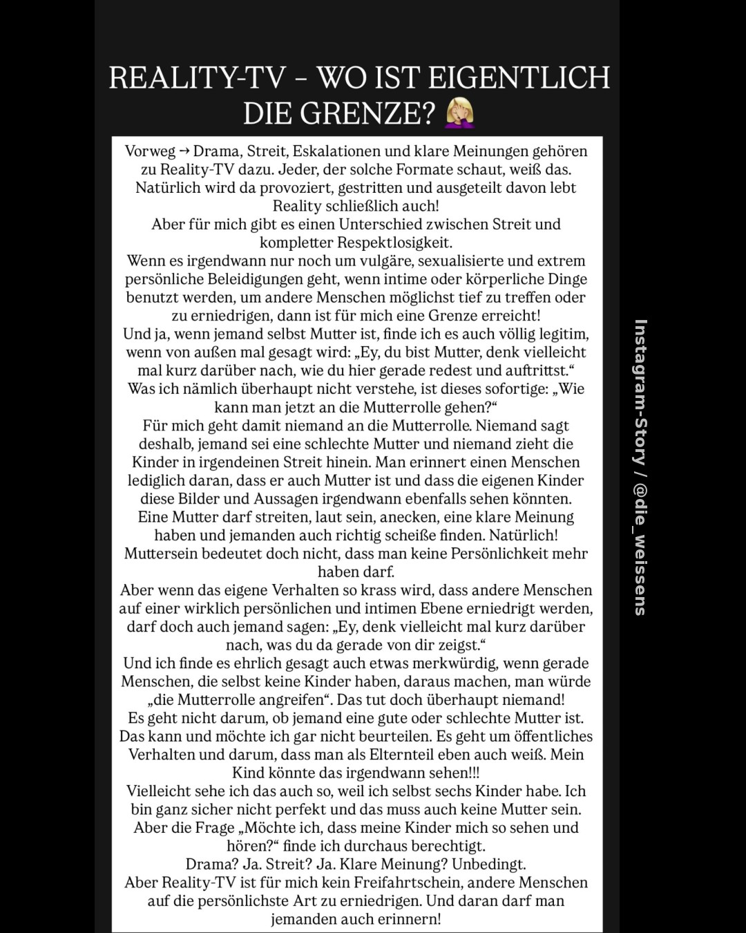 "Es gibt einen Unterschied zwischen Streit und kompletter Respektlosigkeit„: Virginia fordert mehr Grenzen im Reality-TV