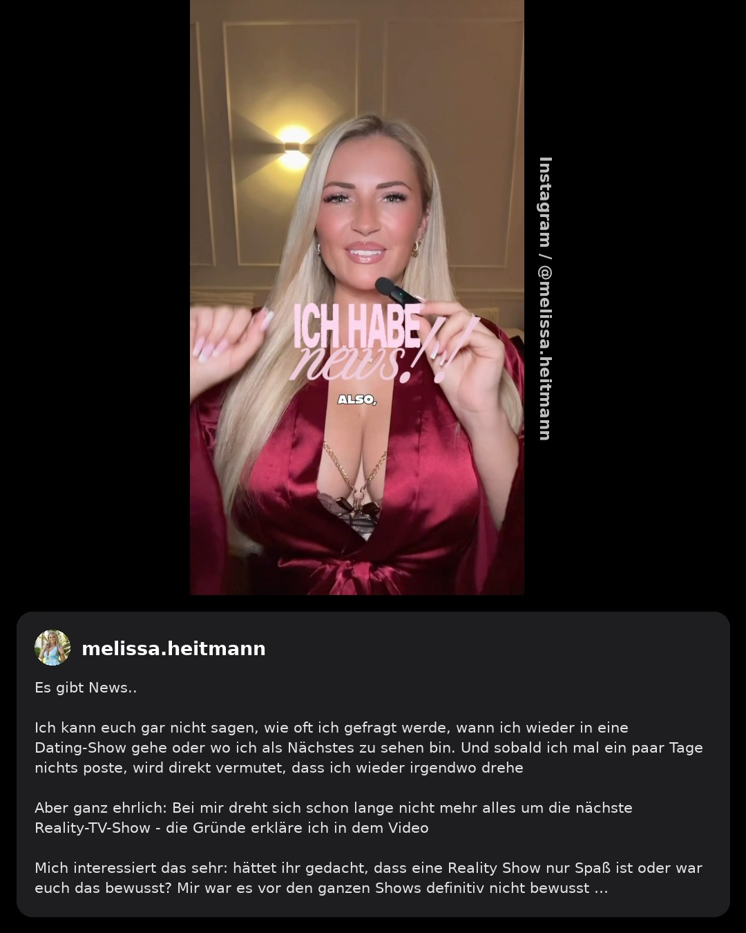 Melissa Heitmann verrät: Darum ist sie aktuell kaum noch im Reality-TV zu sehen